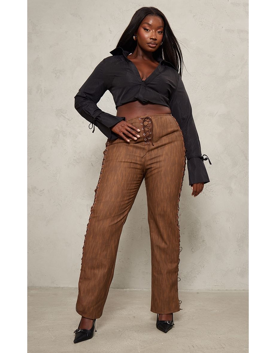 Lace up leather trousers outlet