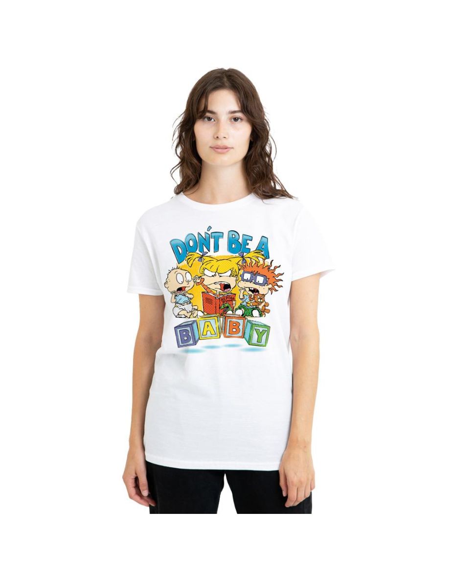 Rugrats Unisex Adult Don´t Be A Baby Blocks T-Shirt - White