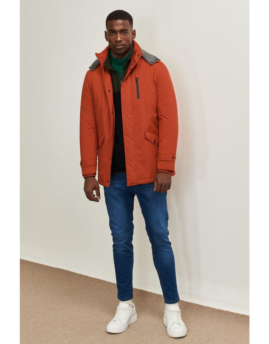 Men's Tile Standard Fit Normal Cut Hooded Cold Proof Winter Jacket