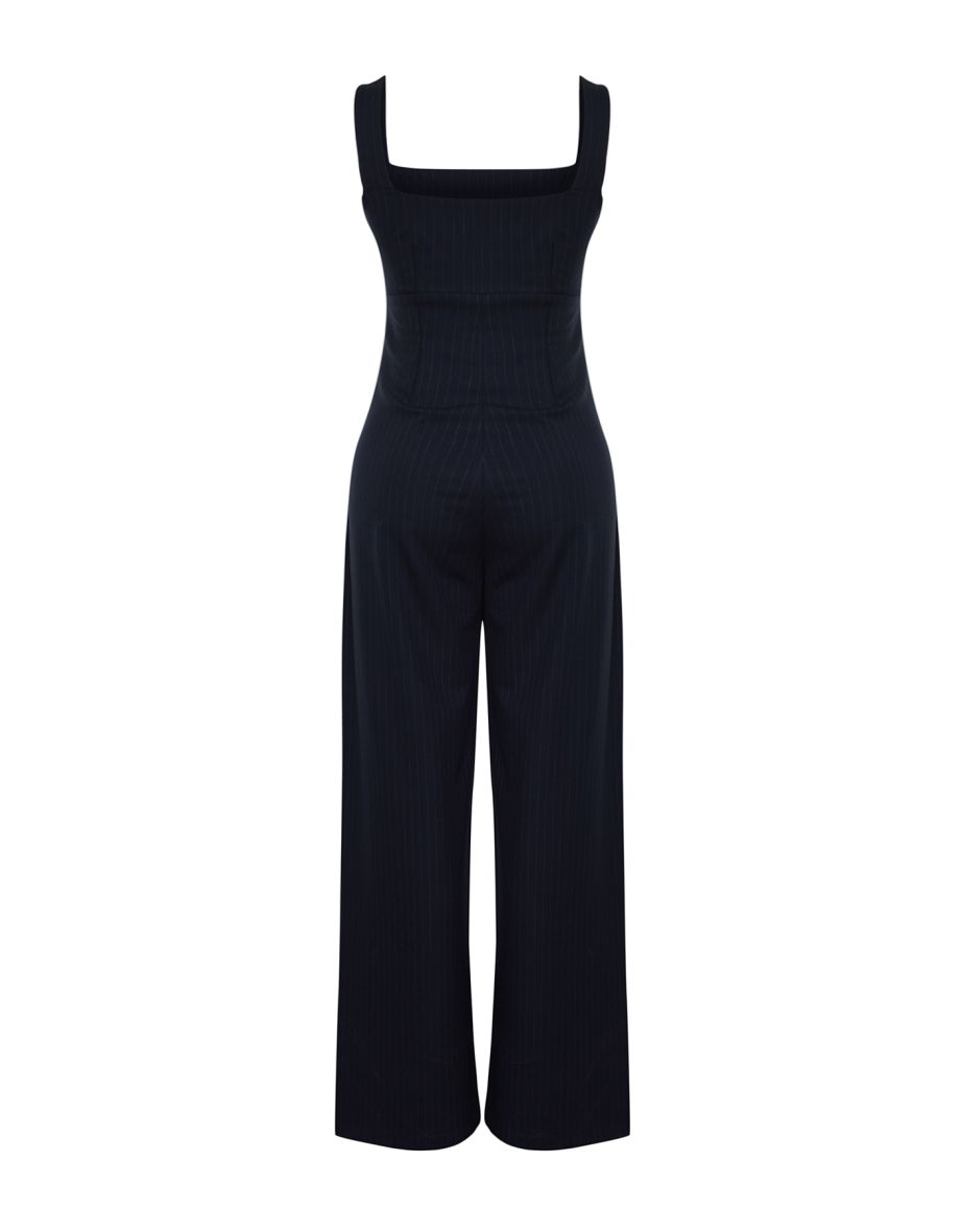 Navy Striped Jumpsuit - 9