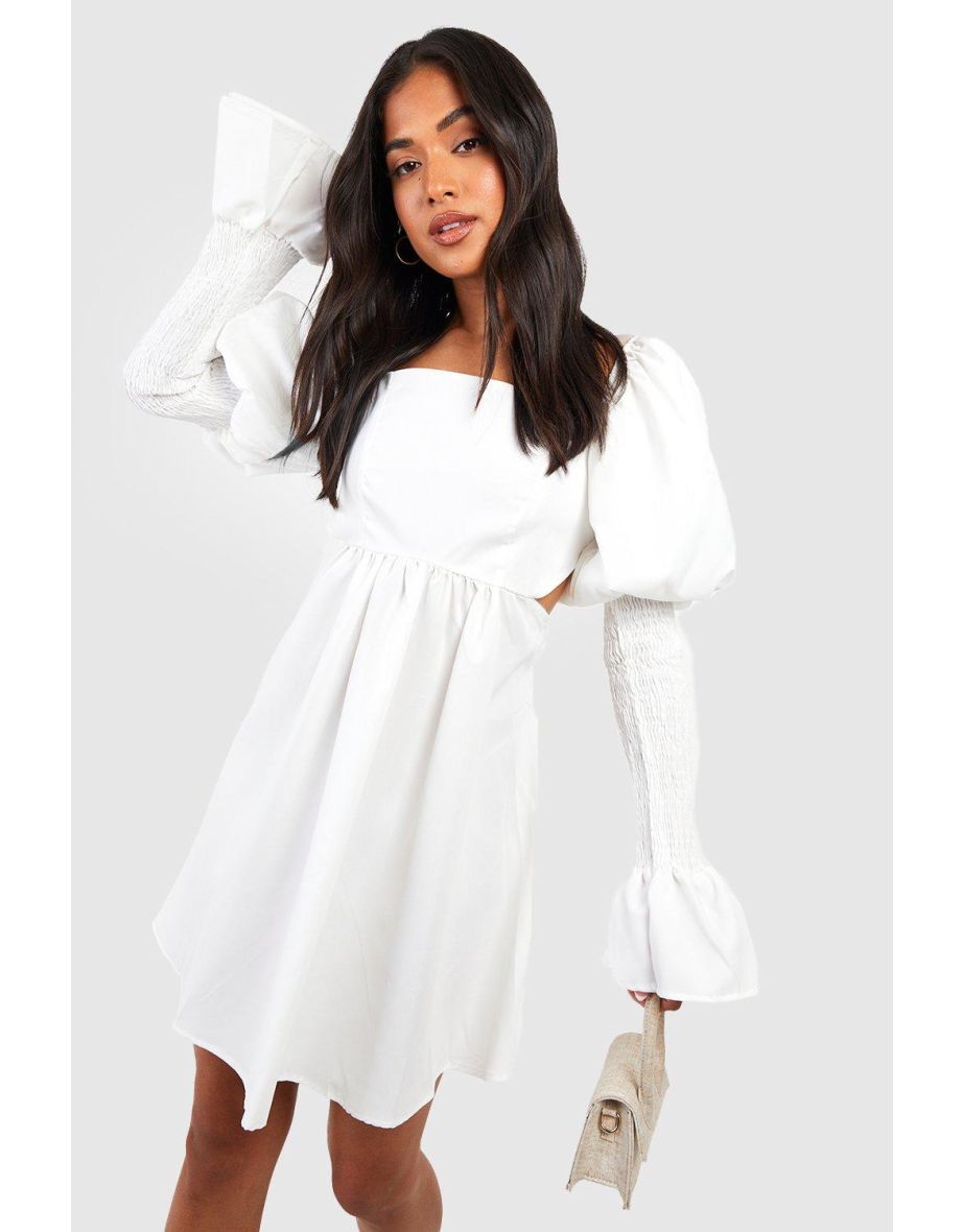 Petite skater 2024 dress with sleeves