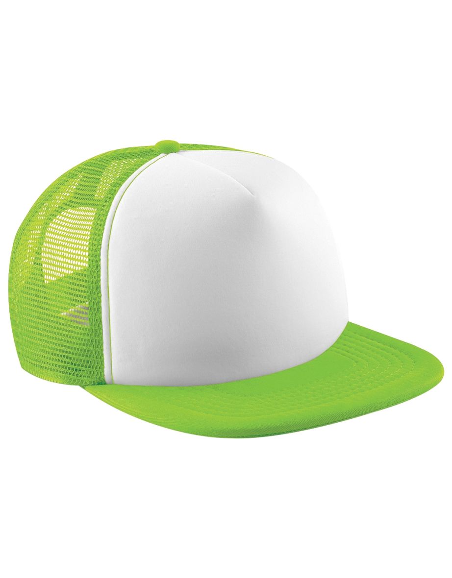 Beechfield Vintage Plain Snap-Back Trucker Cap - Lime Green/White