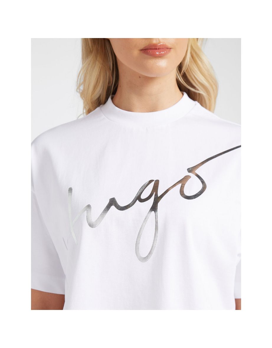 Women's Hugo Boss Signiature Logo Cropped T-Shirt - 4