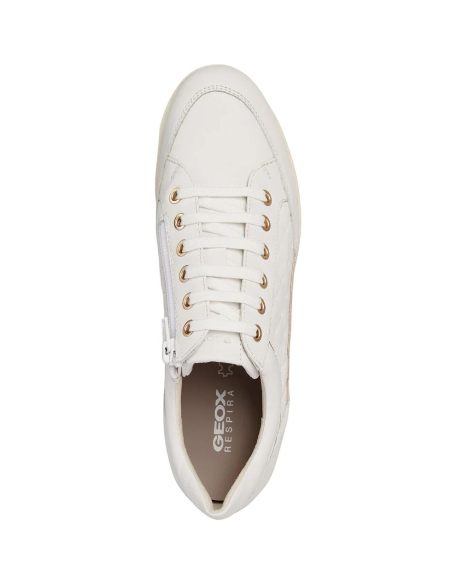 Geox Womens/Ladies D Myria Leather Trainers - White - 3