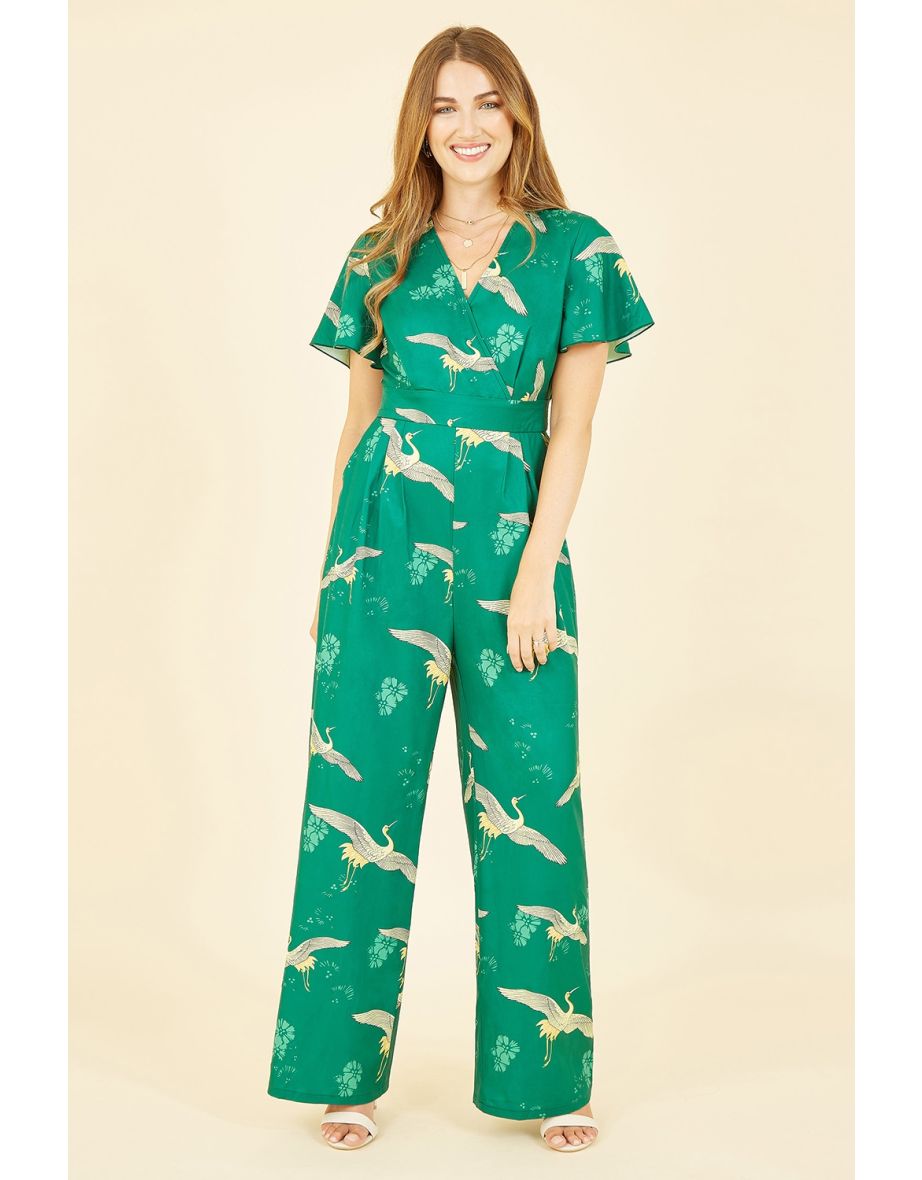 Crane print jumpsuit top