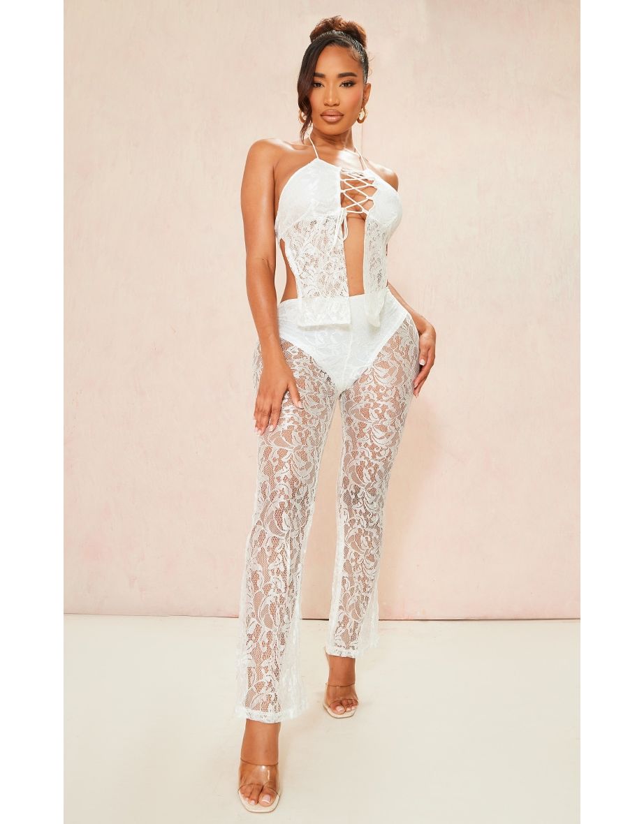 White lace trousers discount