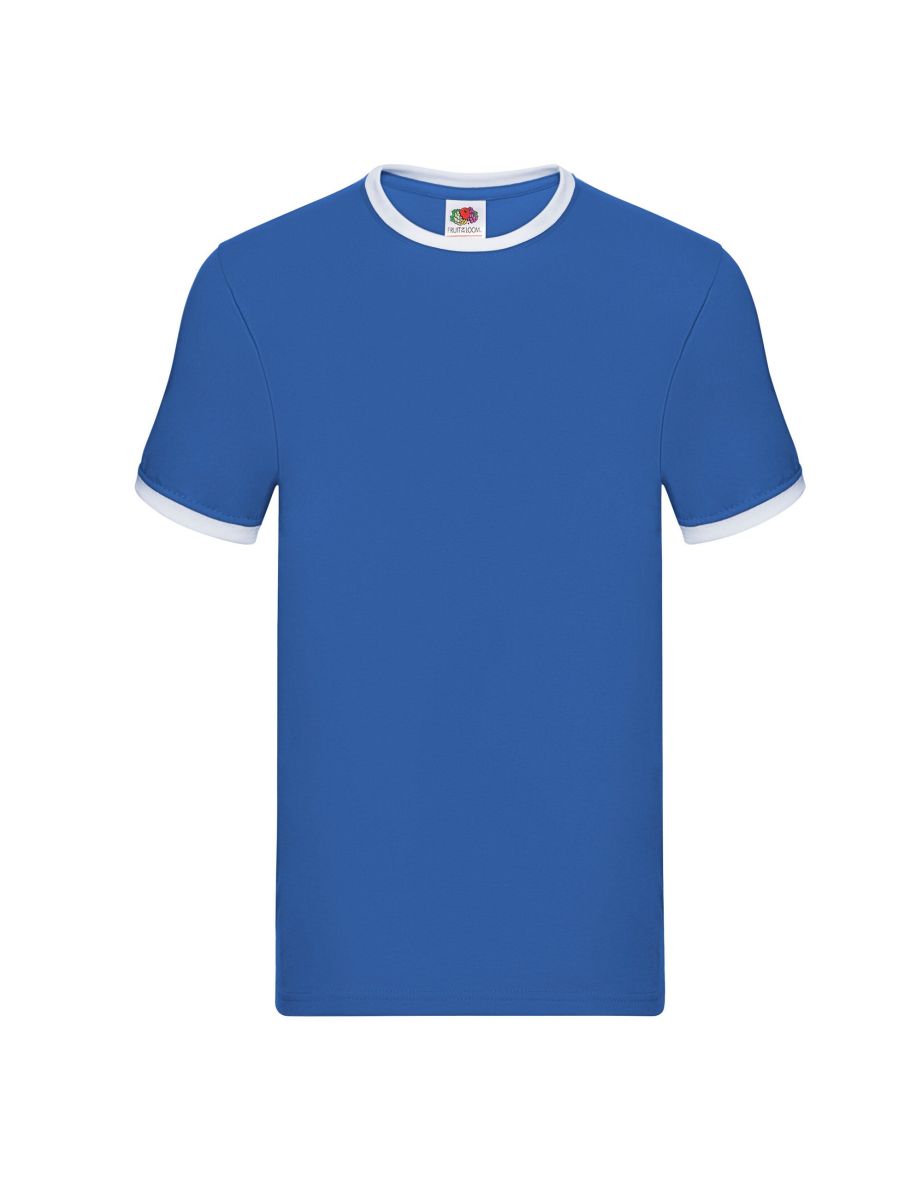 Fruit of the Loom Mens Ringer Contrast T-Shirt - Royal Blue/White