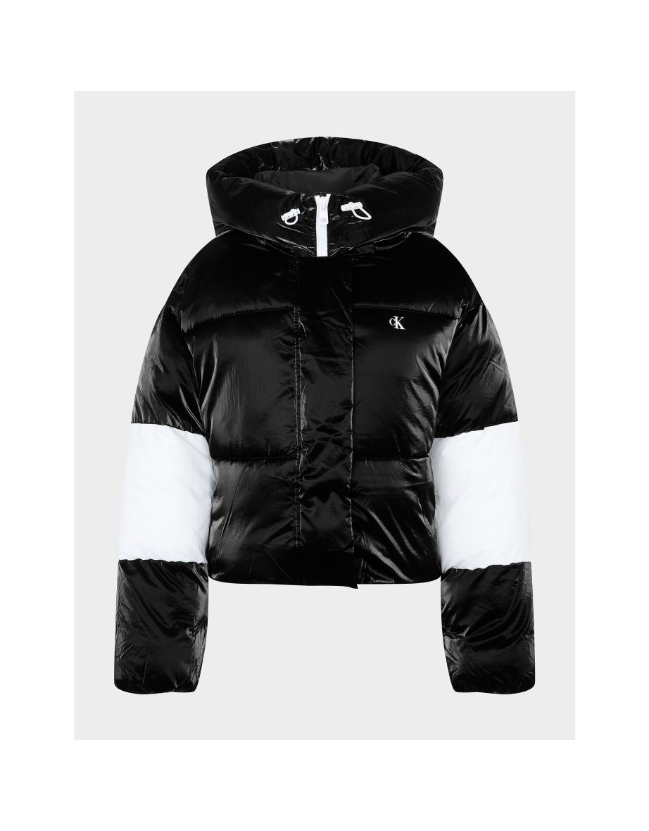 Women's Calvin Klein Cropped Puffer Jacket in Black - 4