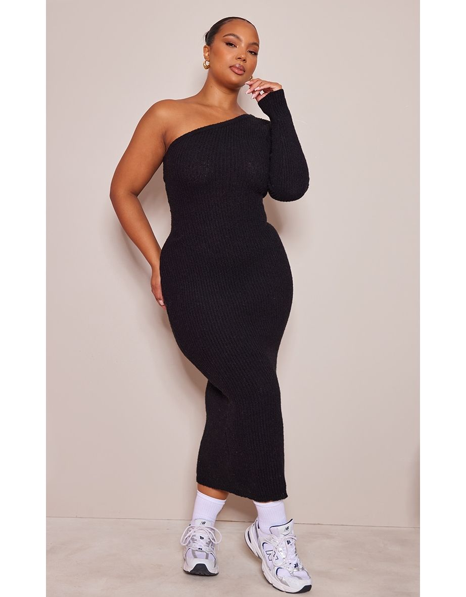 Knitted one shoulder dress sales