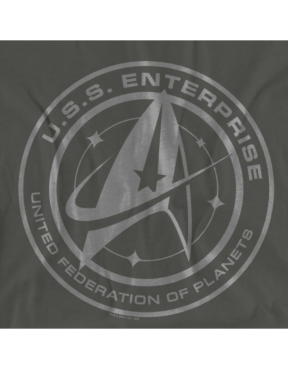 Star Trek: Discovery Unisex Adult Enterprise Crest T-Shirt - Charcoal - 3