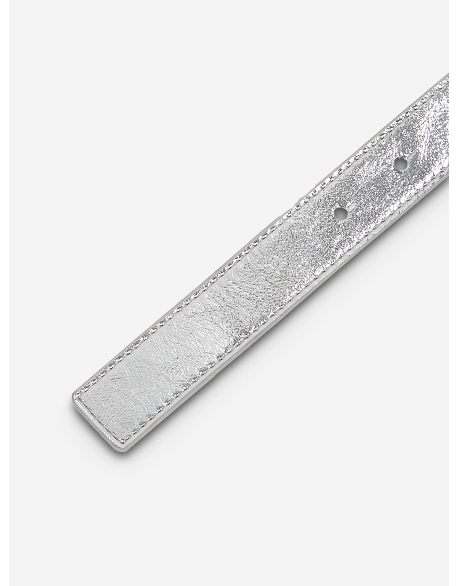 Girls Metallic Buckle Belt in Silver - 3