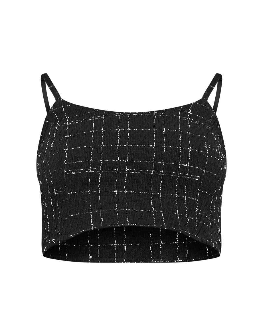 Black Boucle Strappy Scoop Neck Bralet - 4