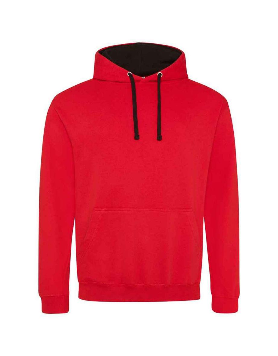 Awdis Womens/Ladies Varsity Hoodie - Fire Red/Jet Black - 1