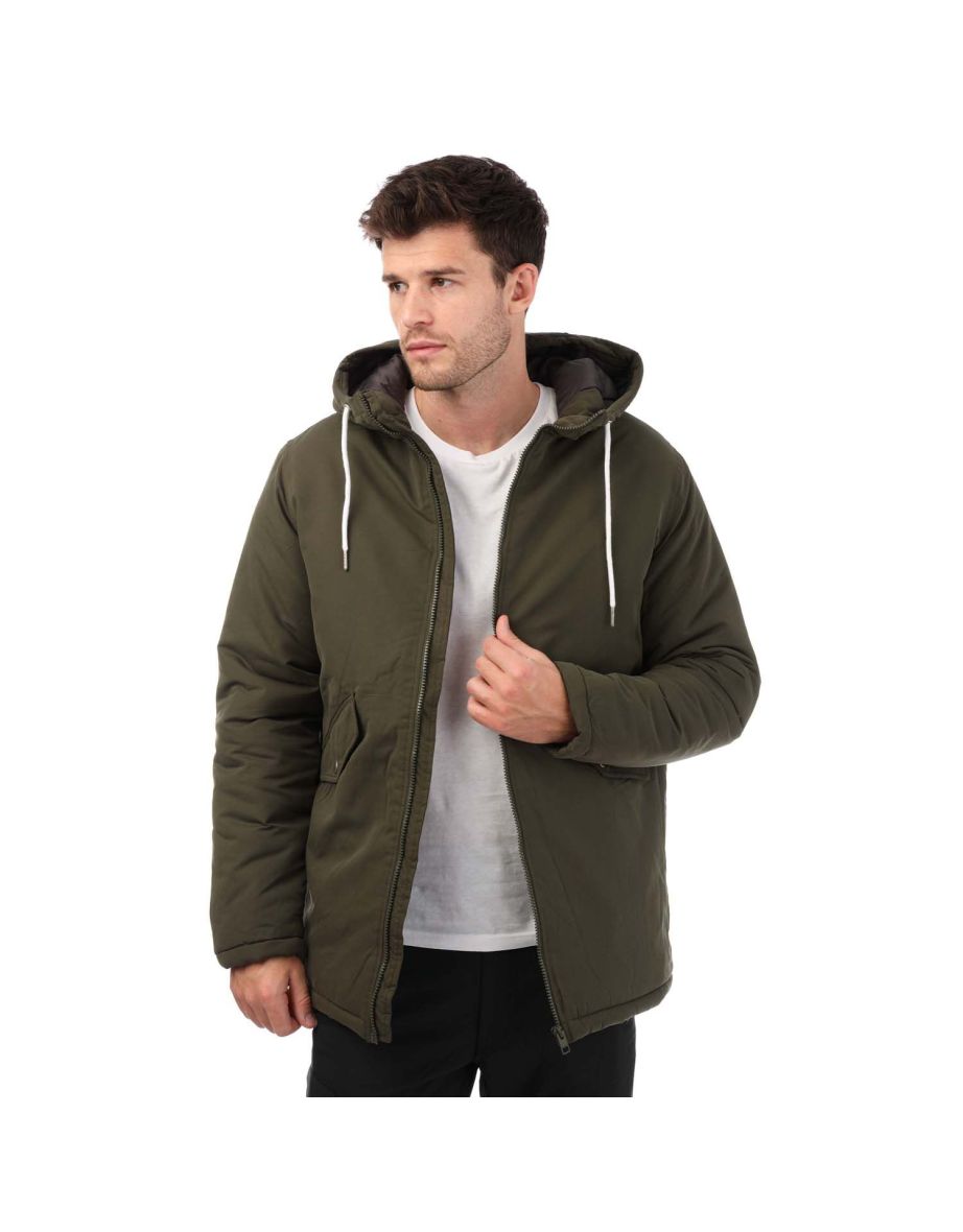 Men's Jack Jones Loop Parka Jacket in Green - 3