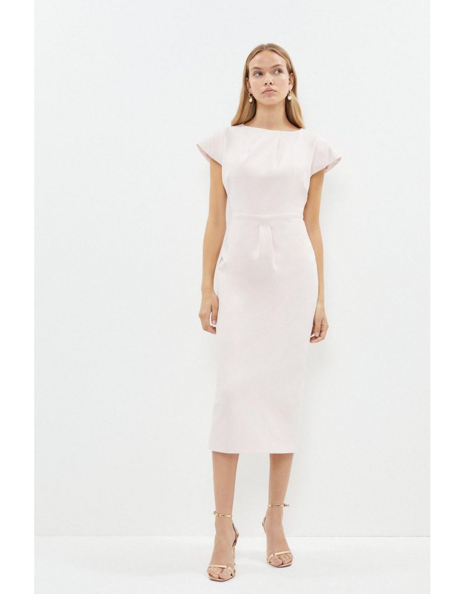 Shop Premium Pleat Detail Cap Sleeve Pencil Dress Online in Bahrain VogaCloset