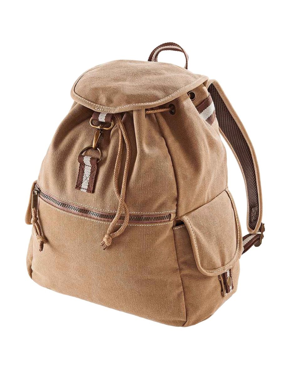 Quadra Vintage Canvas Backpack - Sahara