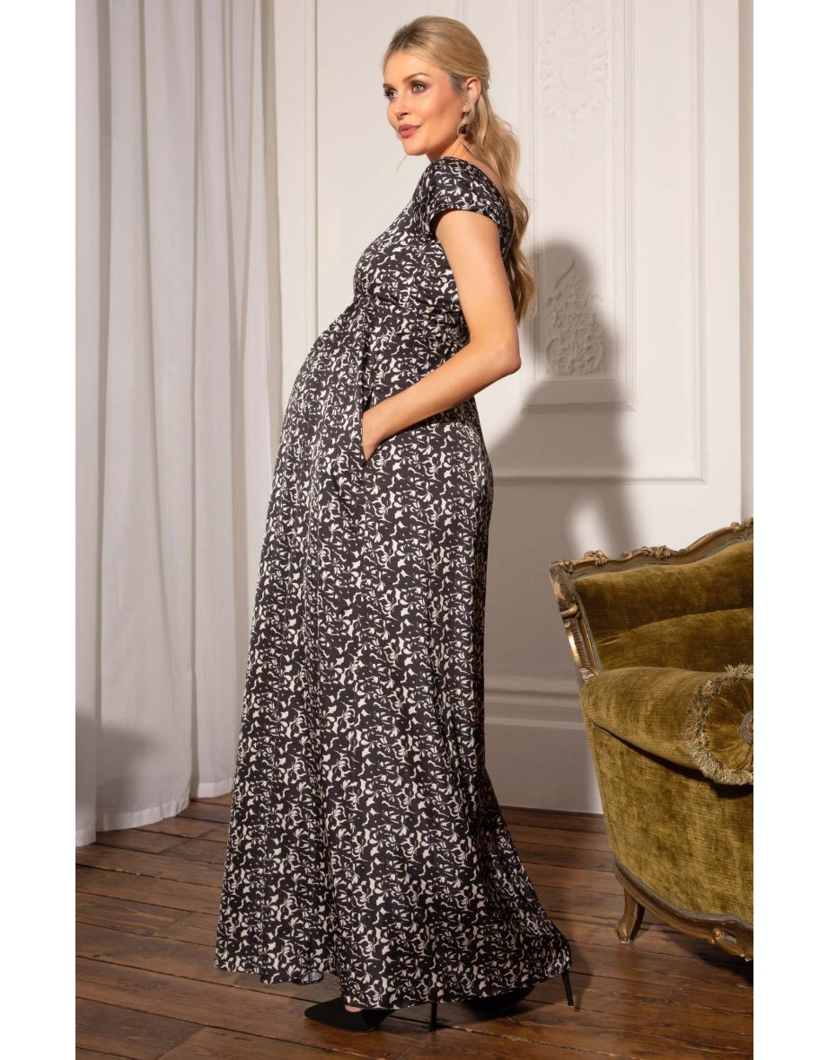 Carmen Maternity Gown (Monochrome Flourish) - 4
