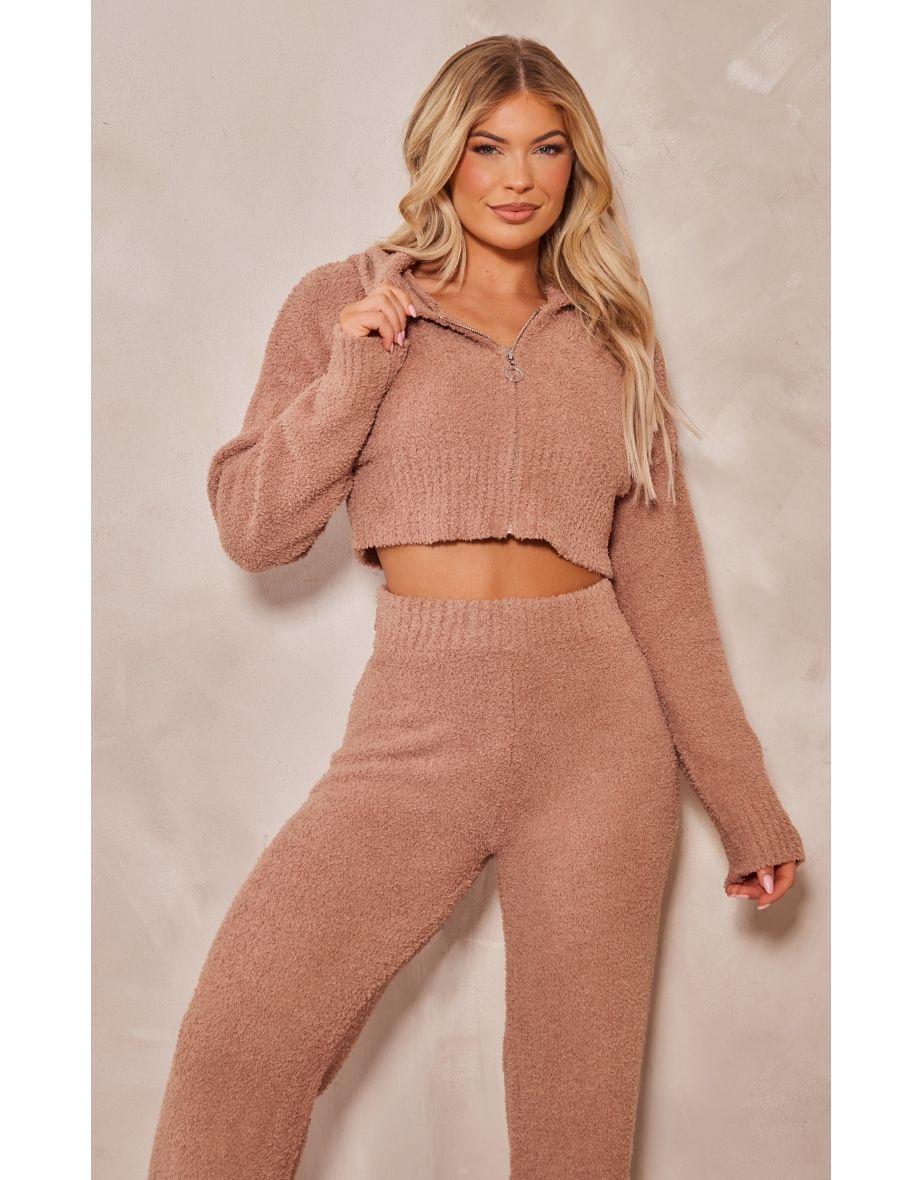 Cropped teddy hoodie hotsell