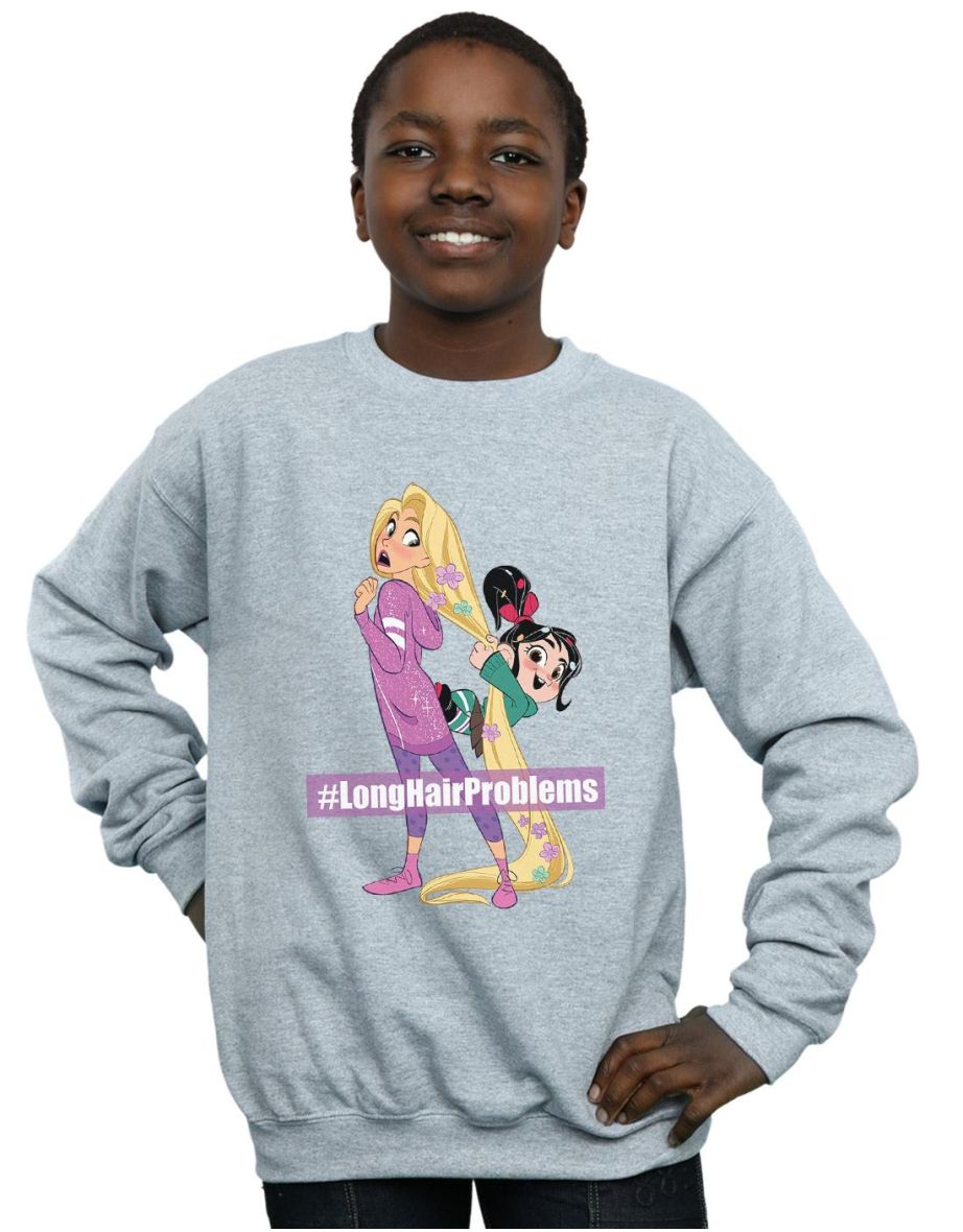 Disney Boys Wreck It Ralph Rapunzel And Vanellope Sweatshirt - Sports Grey