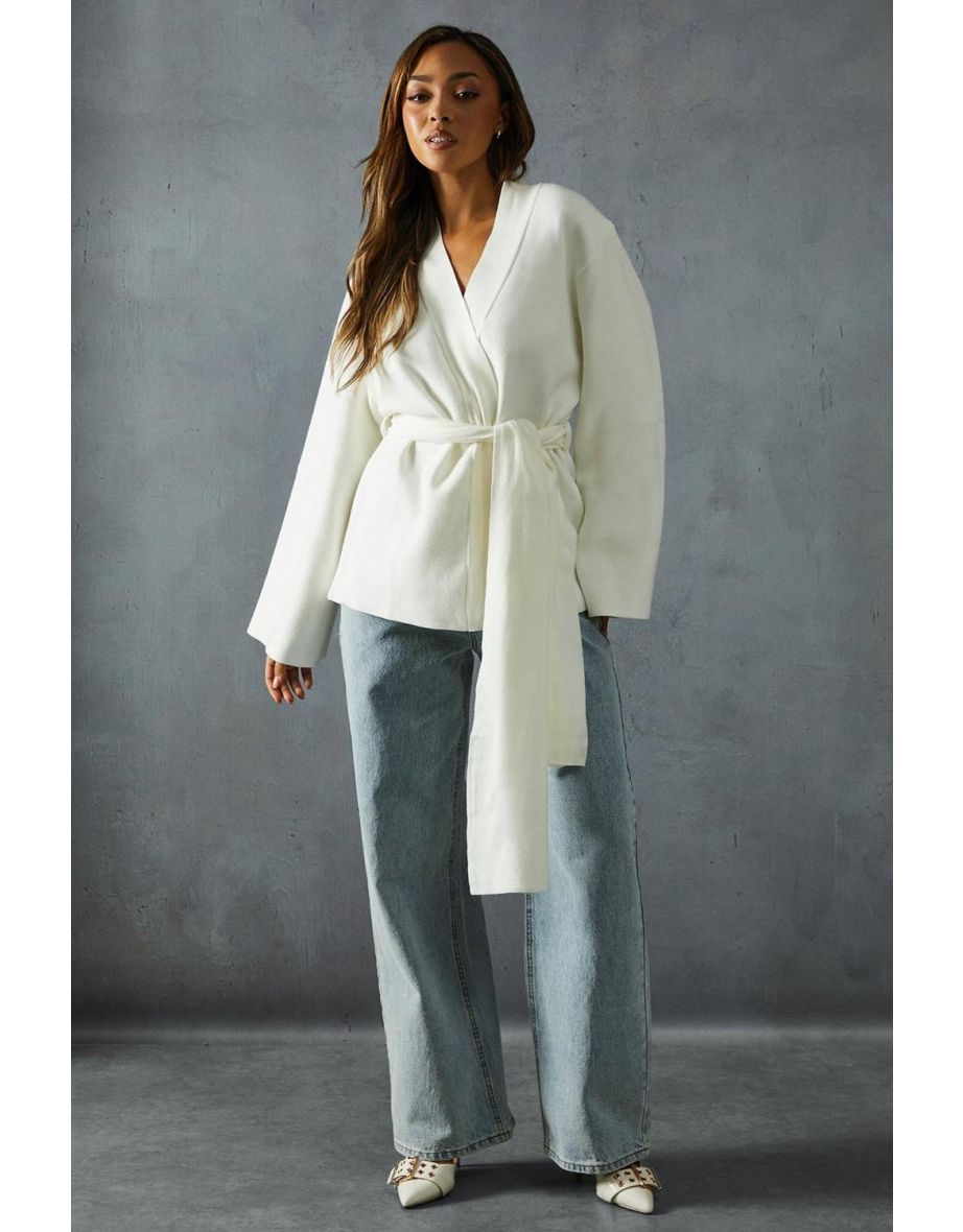 Heavyweight Knitted Belted Wrap Kimono Cardigan - 3