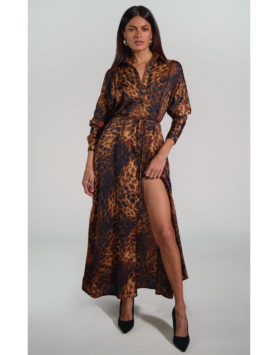 Paris Shirt Dress in Luxe Leopard