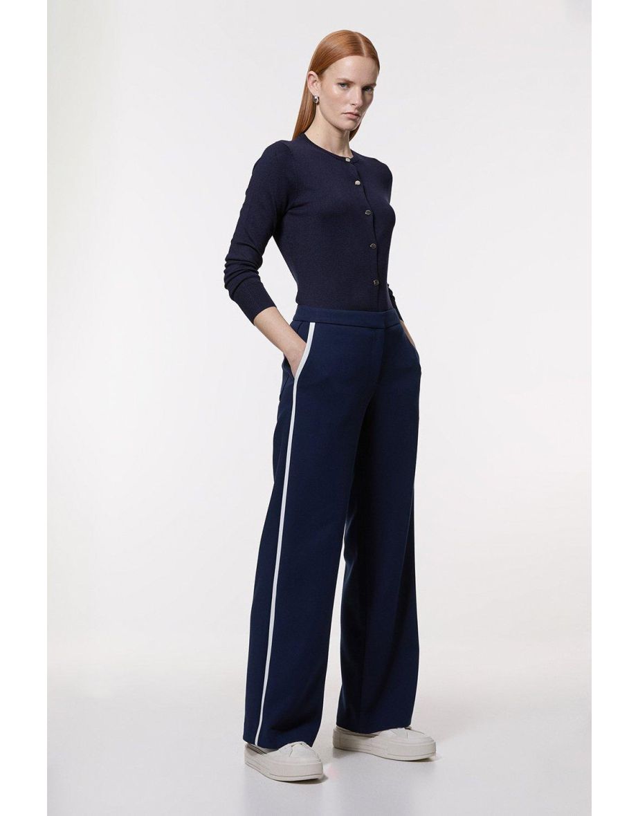 Compact Stretch Tipped Pocketed Tailored Straight Leg Trouser