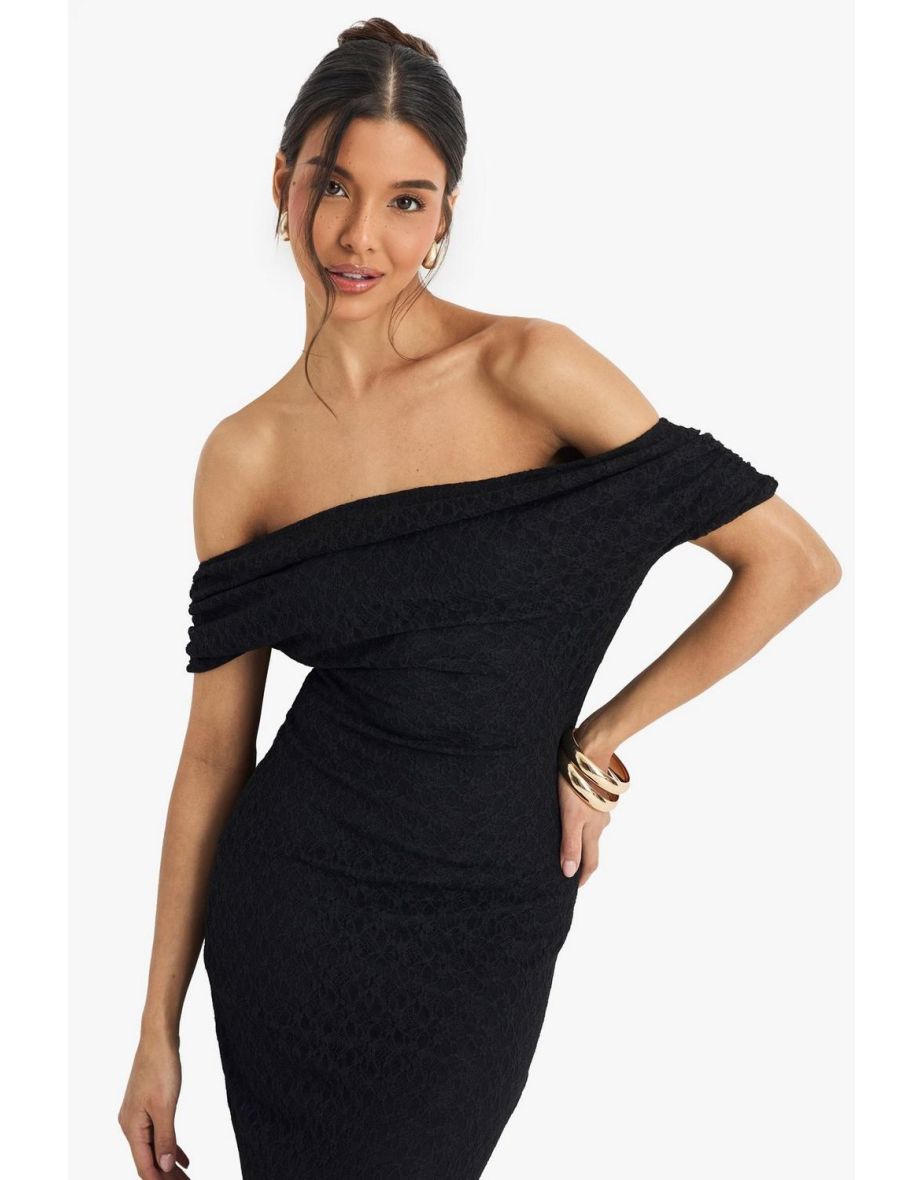 Bardot Lace Pleated Midaxi Dress - black - 3