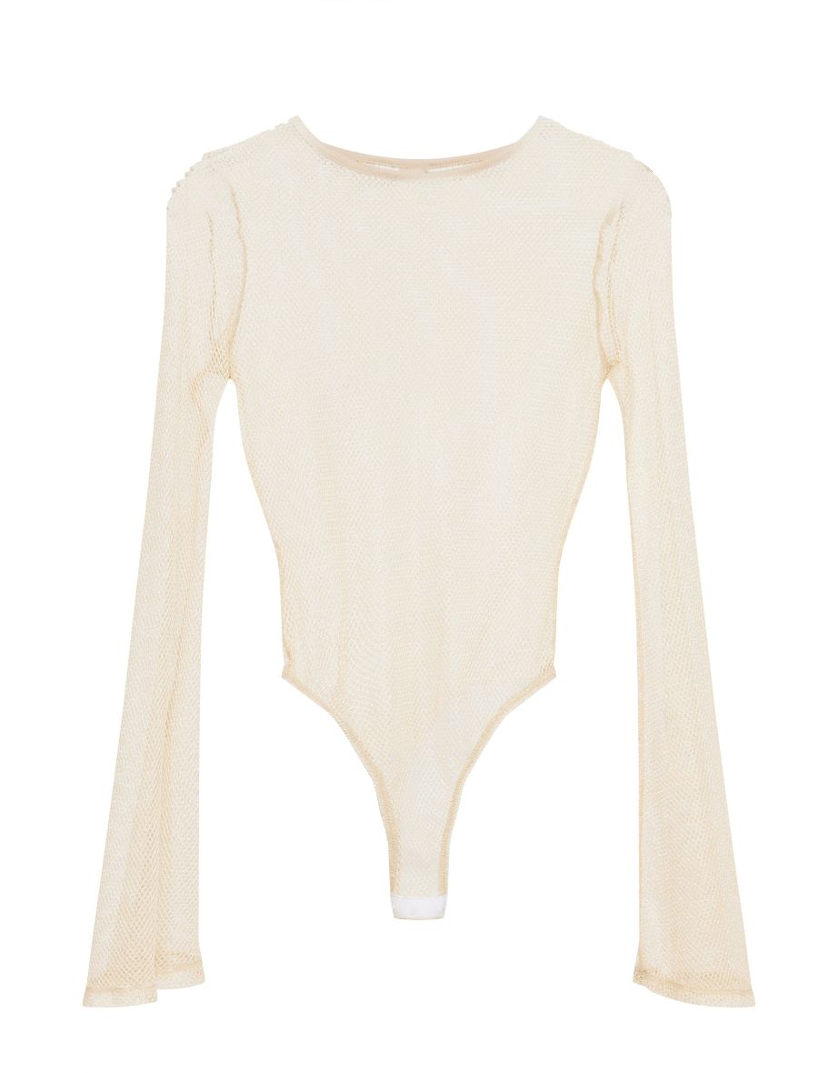 Gold Fishnet Long Sleeve Bodysuit - 5