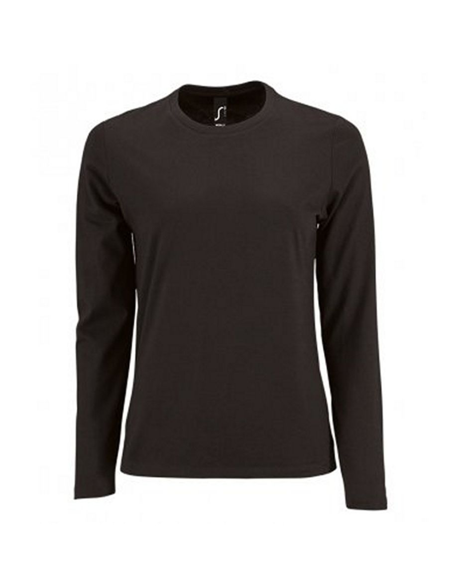 SOLS Womens/Ladies Imperial Long Sleeve T-Shirt - Deep Black