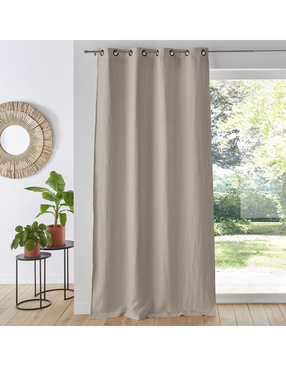 Onega Washed Linen Single Blackout Curtain With Metal Eyelets