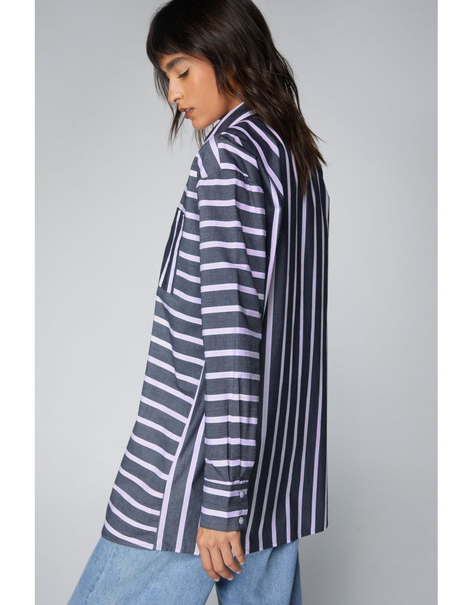 Stripe Longline Button Down Shirt - 3
