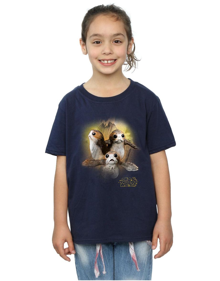 Star Wars: The Last Jedi Girls Porg Brushed Cotton T-Shirt - Navy Blue - 3