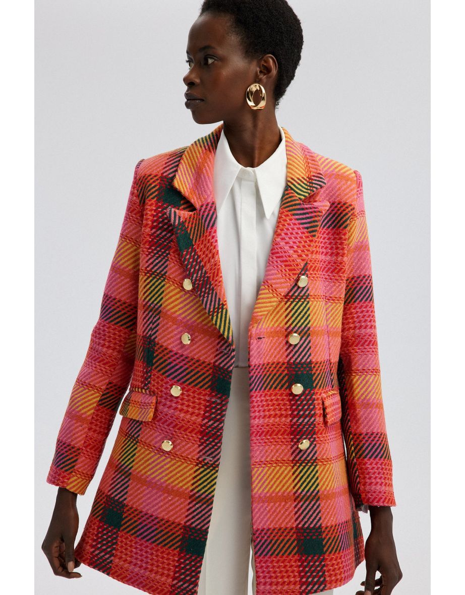 GOLD BUTTON CHEQUERED JACKET - 4