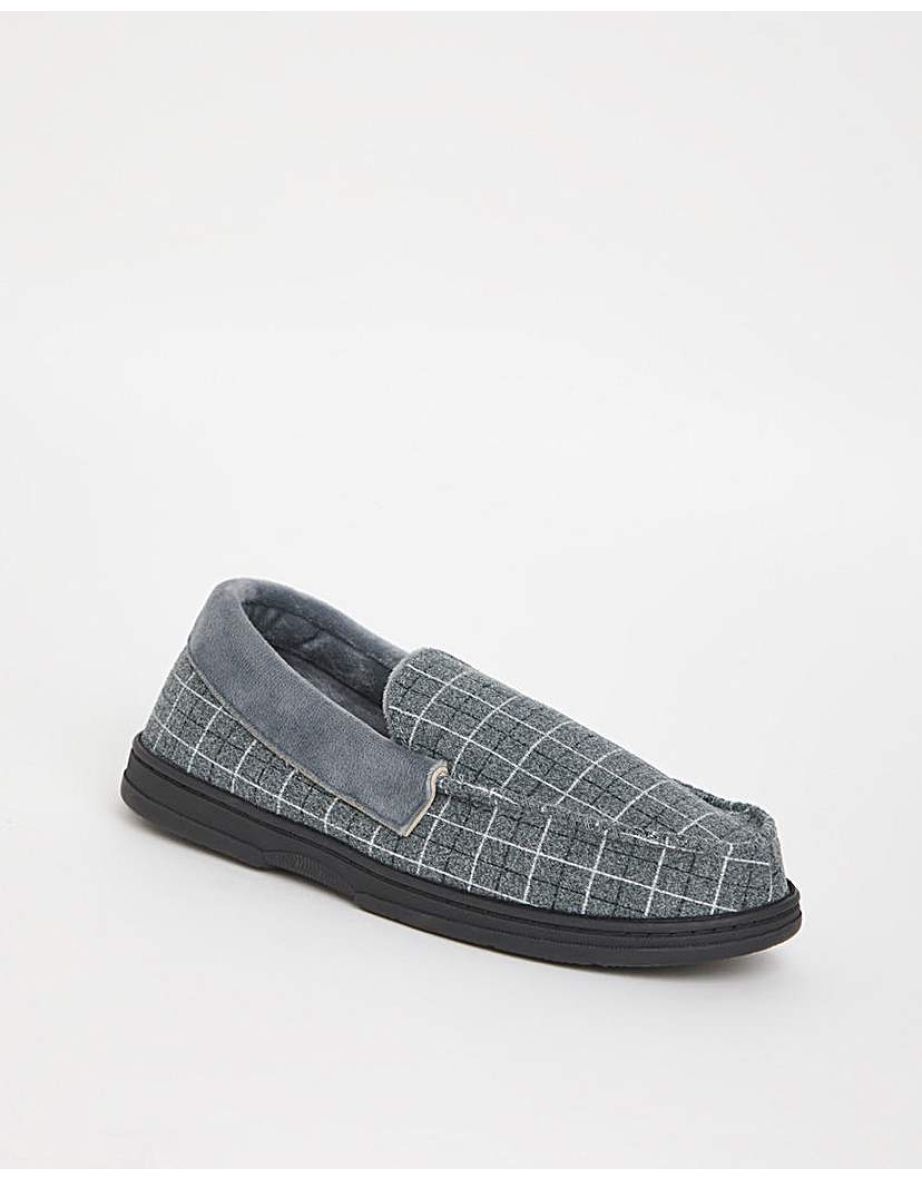 Close Black Fur Lined Slipper Wide
