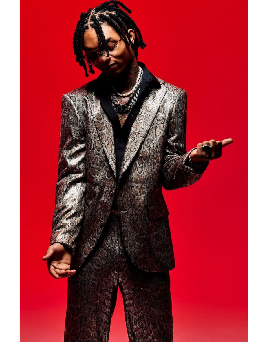 Slim Snake Jacquard Suit Jacket - black