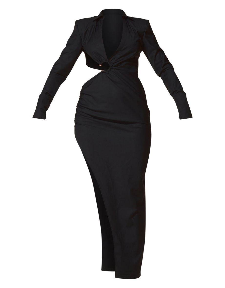 Label Black Shirt Ring Detail Dress - 4