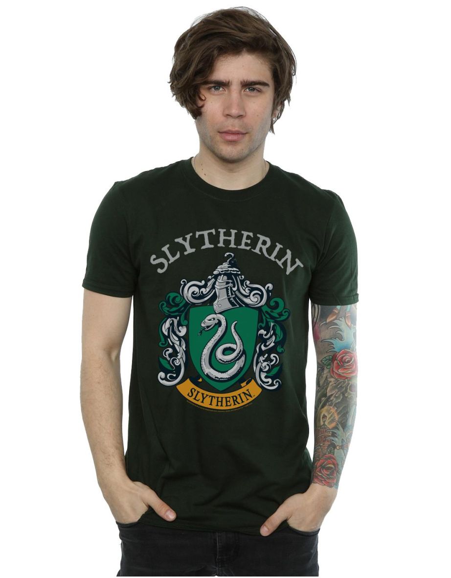 Harry Potter Mens Slytherin Crest T-Shirt - Forest Green