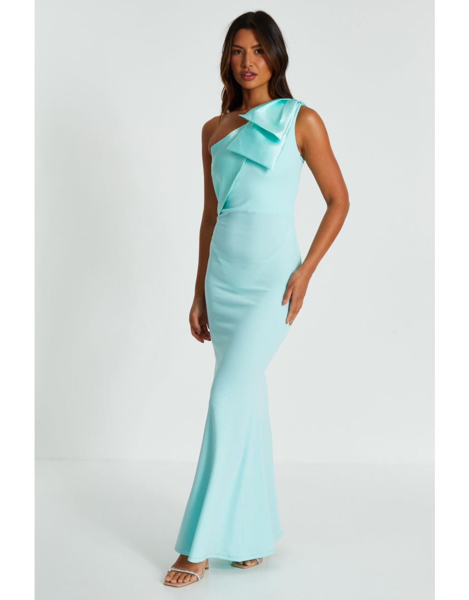 Mint One Shoulder Bow Dress