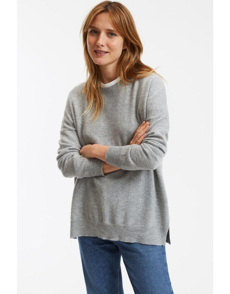 Recycled Cashmere Jumper/Sweater with Crew Neck in Fine Knit
