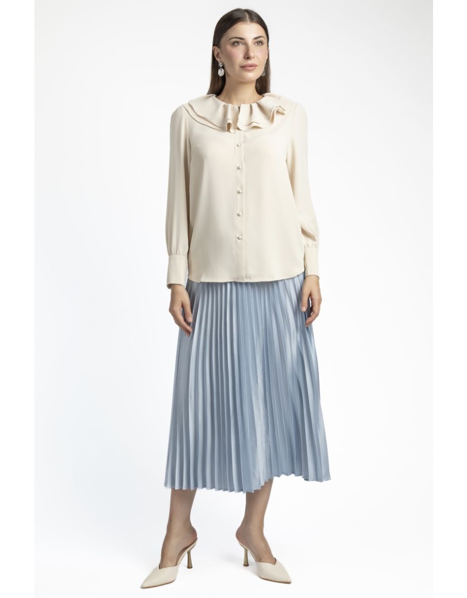 Women Shirt With Ruffled Collar