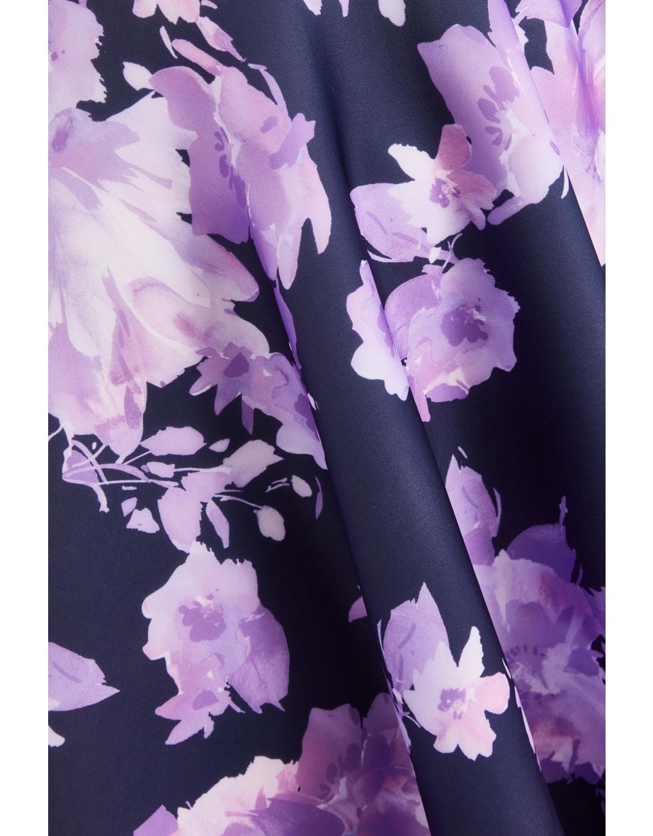 Curve Navy Floral Bardot Dress - 5
