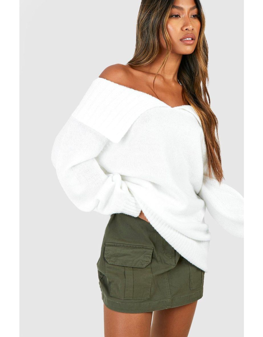 Oversized Collar Jumper - ivory - 3
