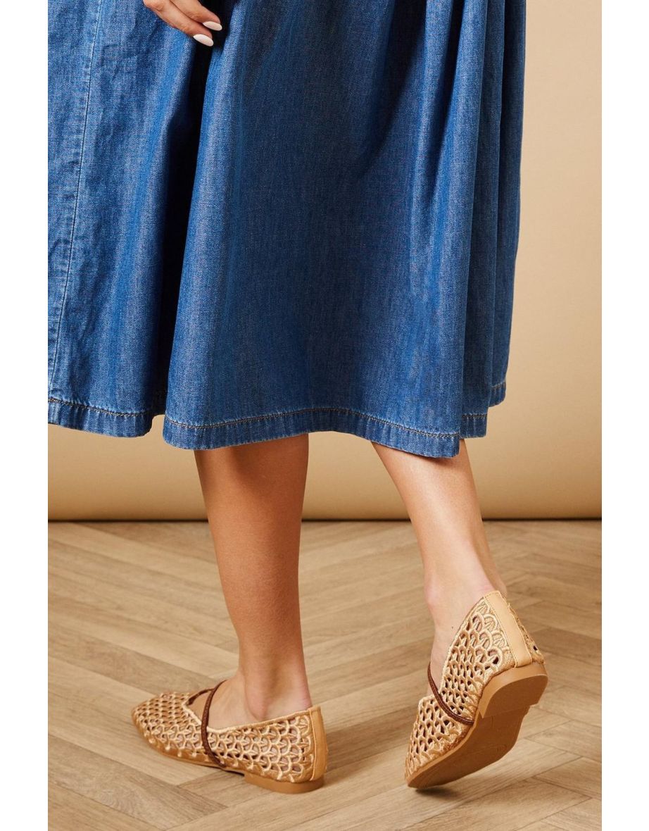 Lacey Open Weave Mary Jane Ballet Pumps - 3
