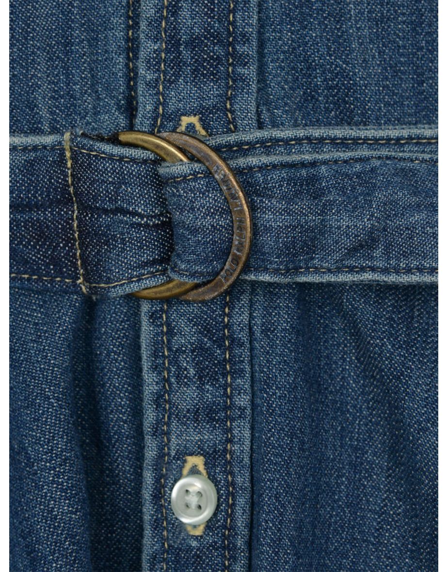 Ralph Lauren Girls Blue Cotton Denim Shirt Dress - 5