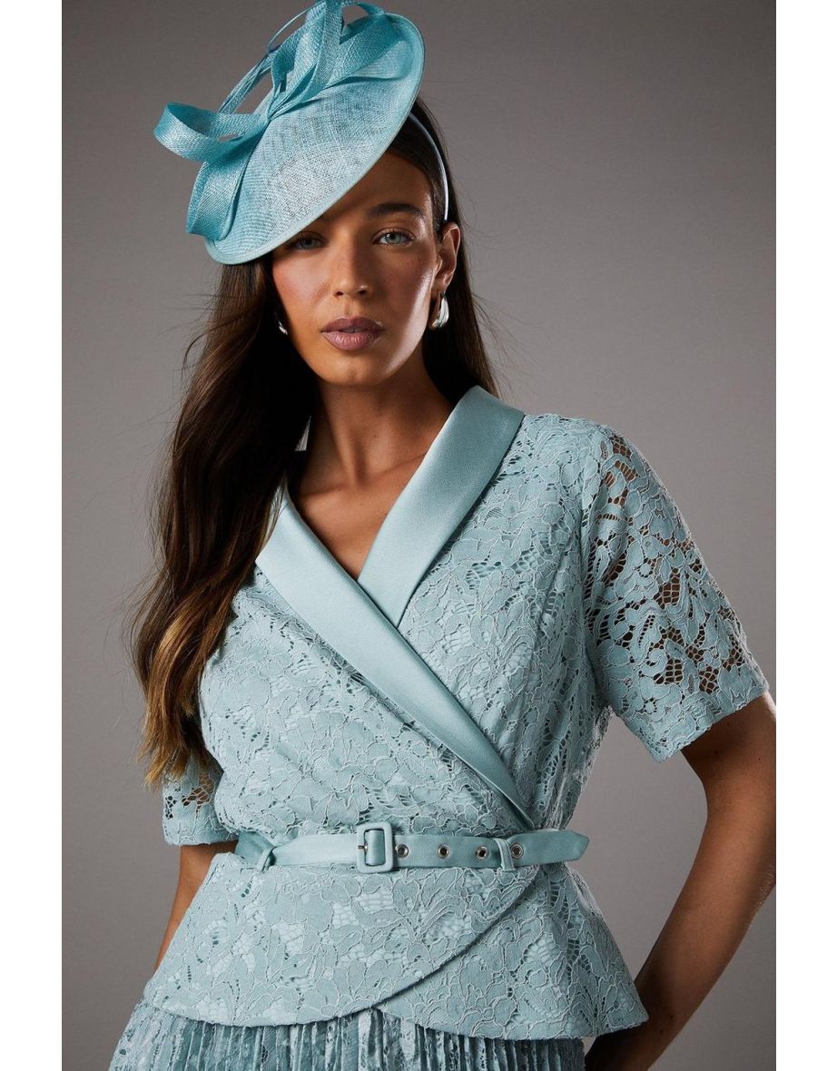 Lace Midi Wrap Top Full Skirt Dress - 3