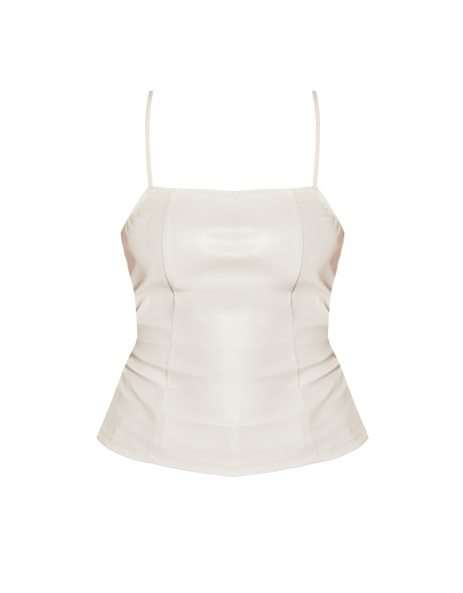 Stone Faux Leather Strappy Cami Top - 4