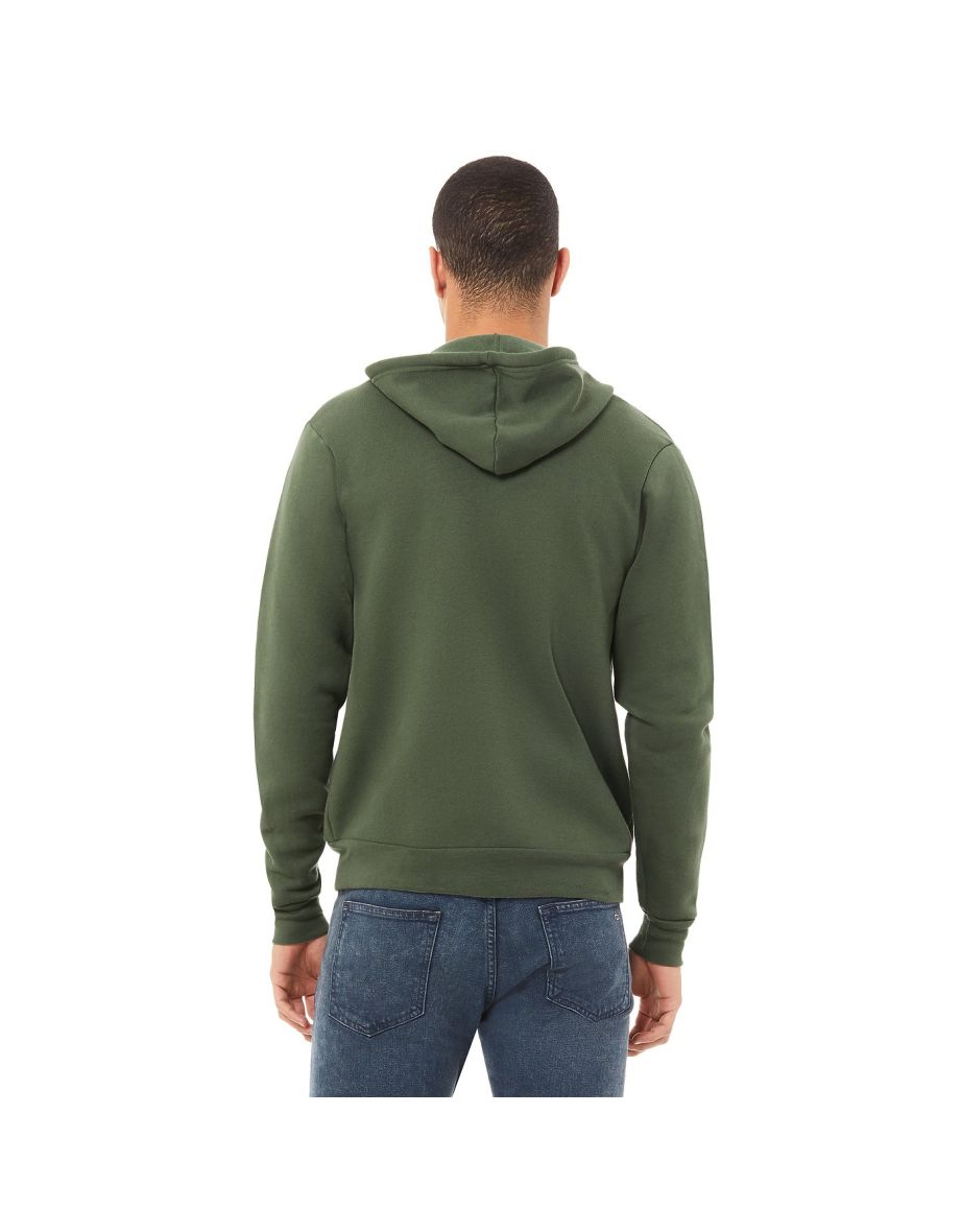 Bella + Canvas Adults Unisex Full Zip Hoodie - Military Green - 3