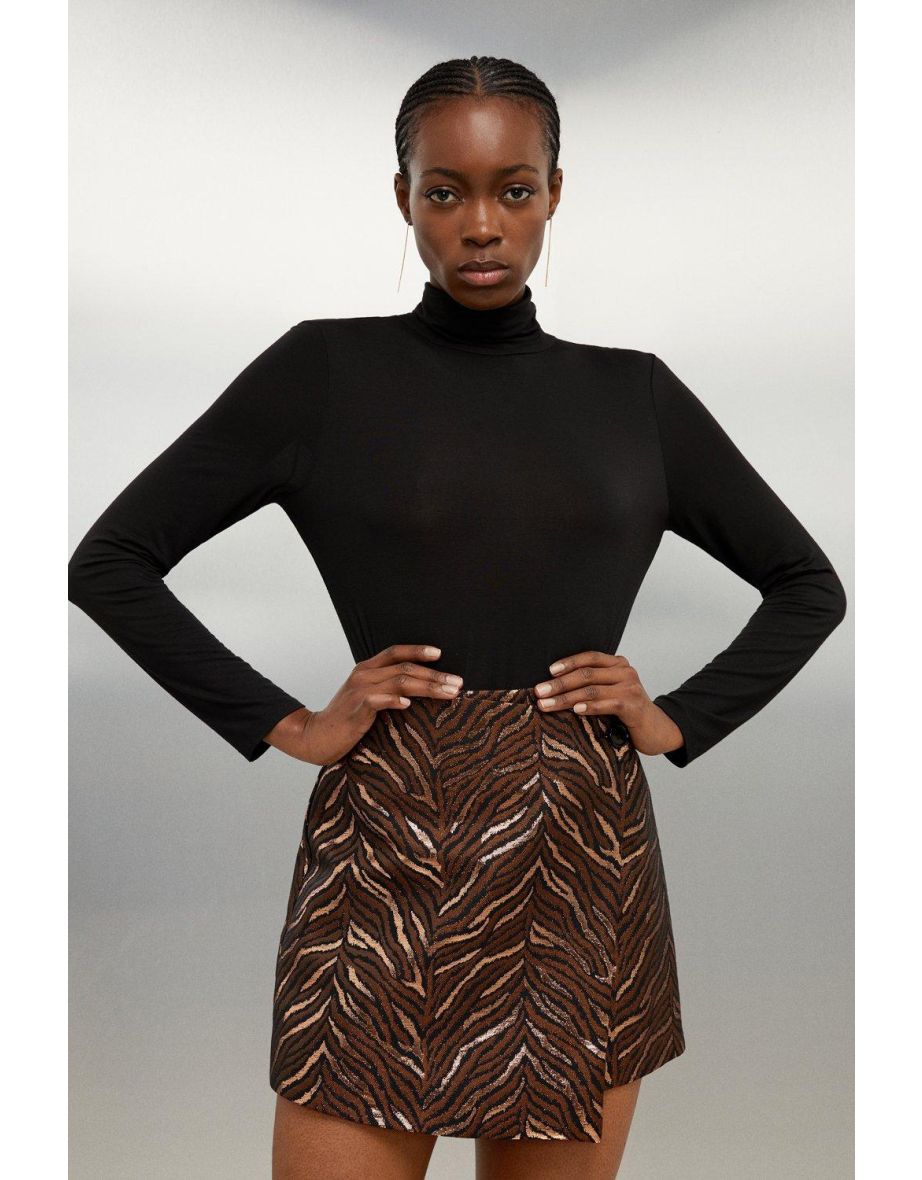 Shop Tailored Print Detail Wrap Mini Skirt Online in Oman VogaCloset