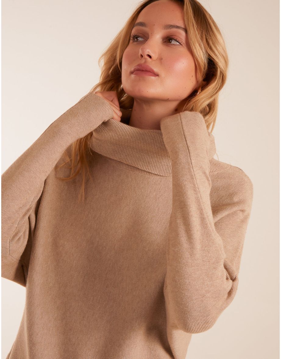Oversized Roll Neck Batwing Jumper - 3
