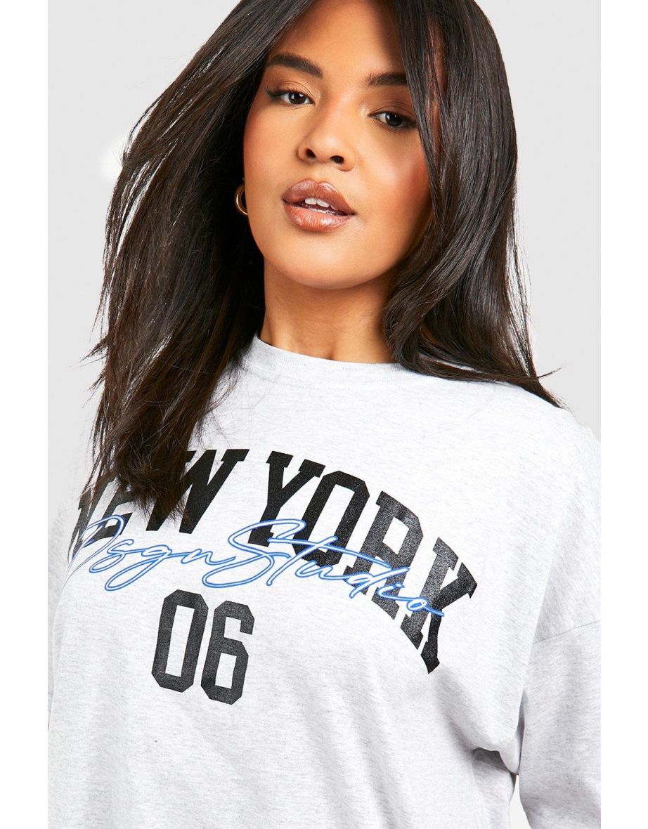 Plus New York Script T-shirt - grey marl - 3